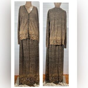 PLEAT PLEAT RAFAEL TWO TONE BROWN AND BLACK TOP LONG AND SHORT SLEEVE